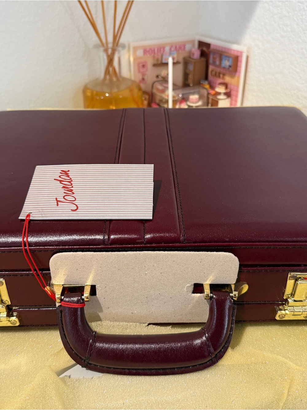 Vintage Jourdan Briefcase Top Grain Burgundy Leather Suede Lined Interior IOB